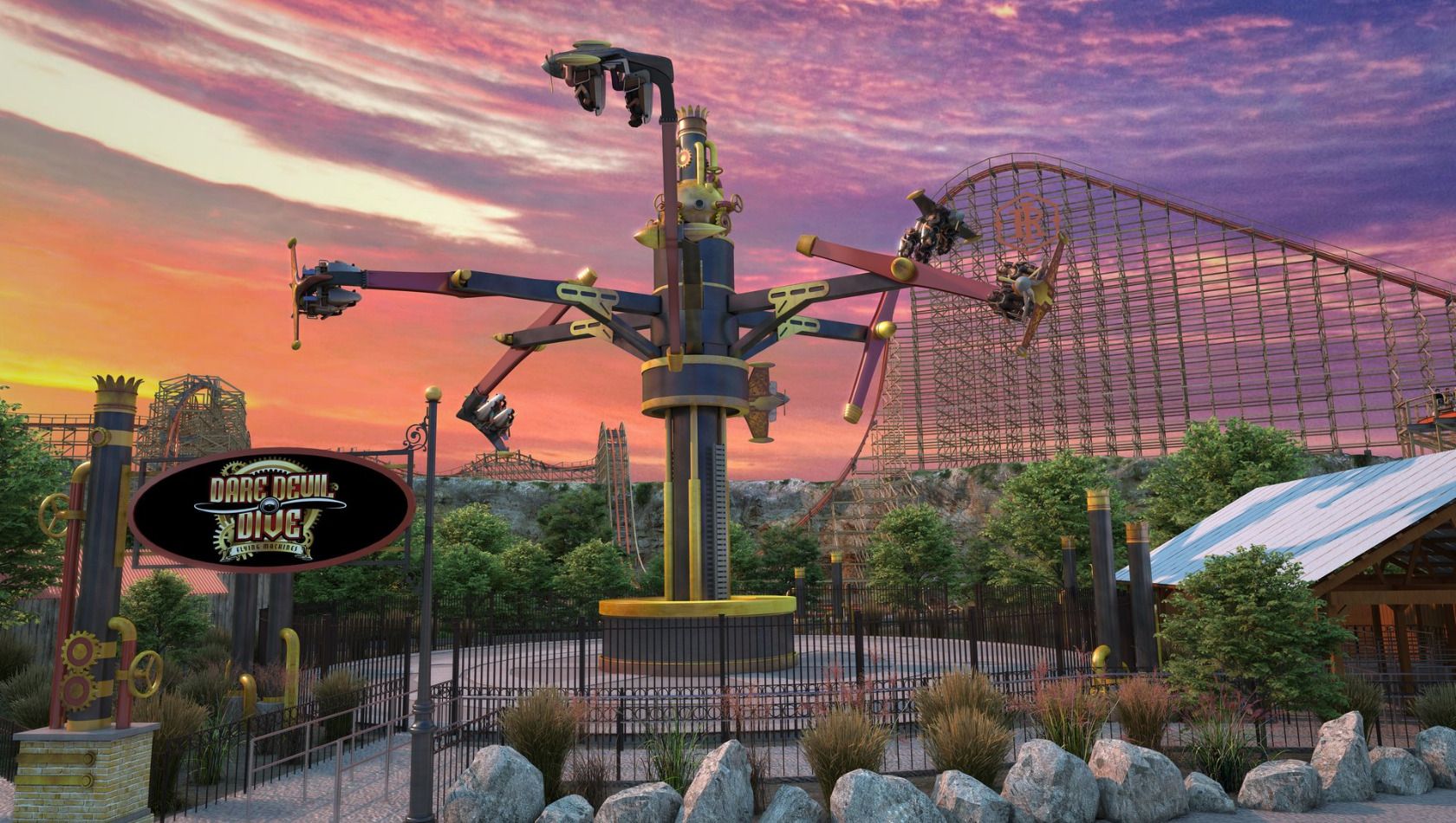 Dare Devil Dive Flying Machines in Six Flags Fiesta Texas (NEW in 2021)
